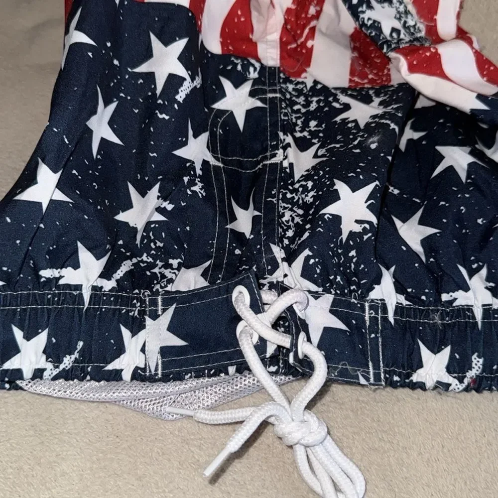 Canyon Red blue and White Board Shorts Swimwear kids size 14/16